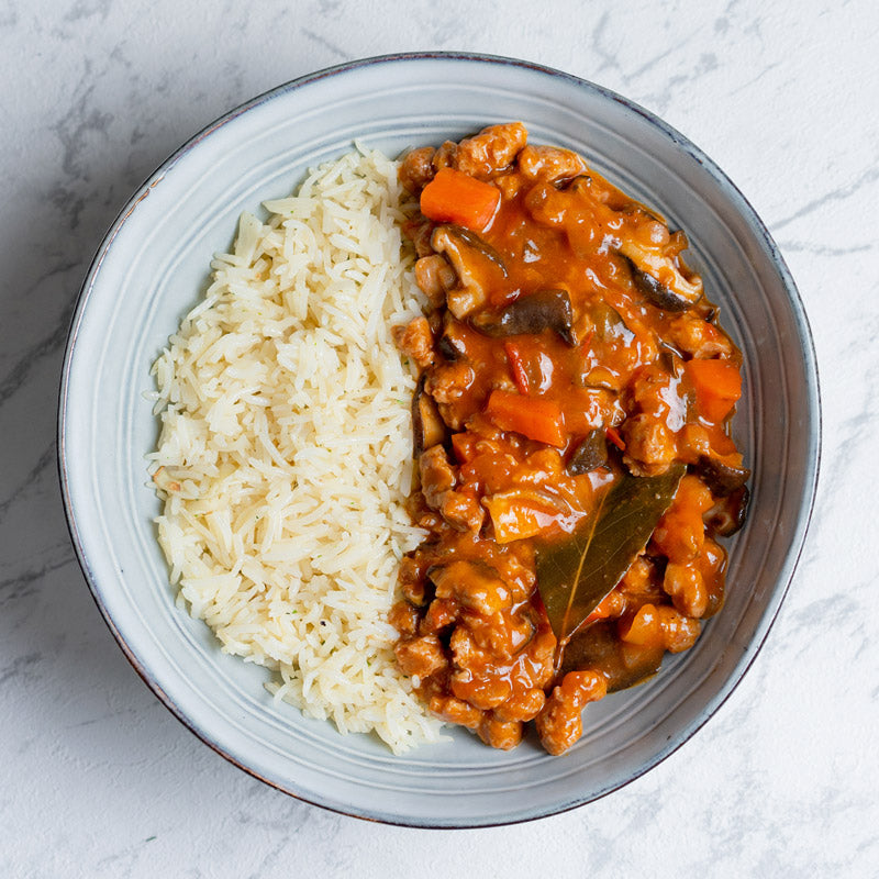 Bourguignon vegetal con arroz