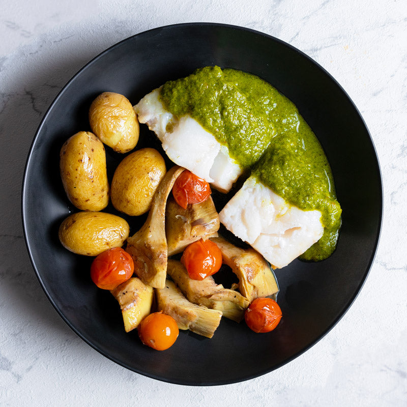 Merluza con mojo verde
