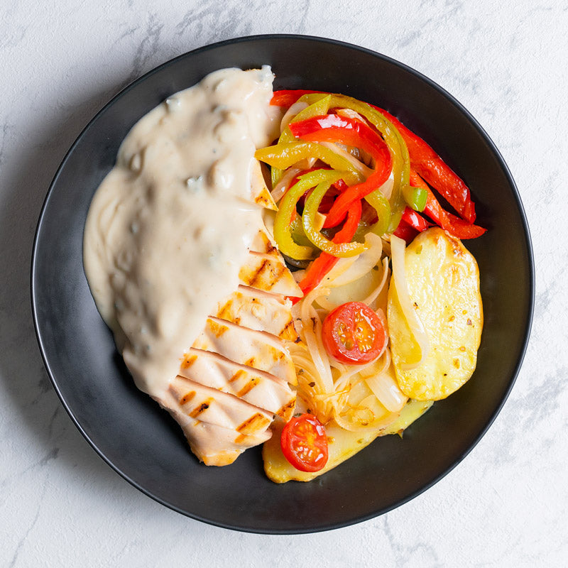 Pollo en salsa roquefort