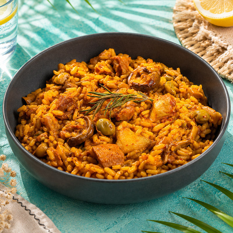 Arroz com alcachofras e carne de porco ibérica