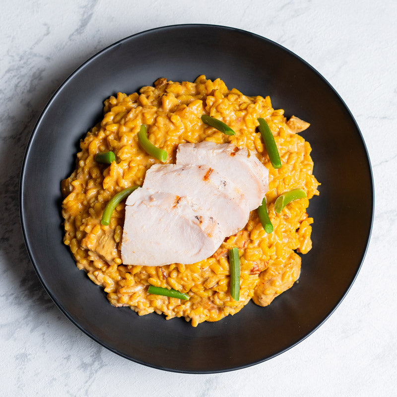 Risotto de gorgonzola y pollo