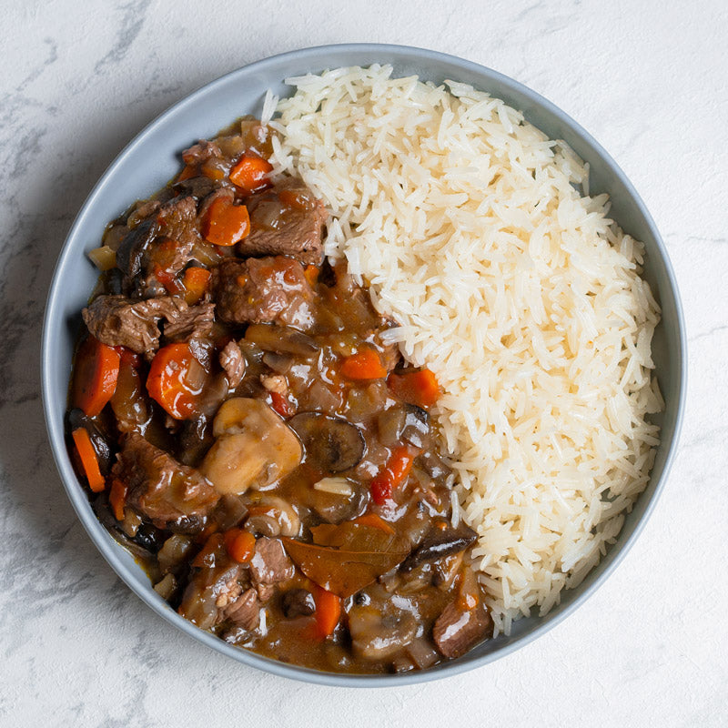 Ternera guisada con champiñones