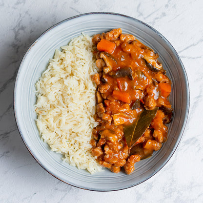 Bourguignon vegetal con arroz