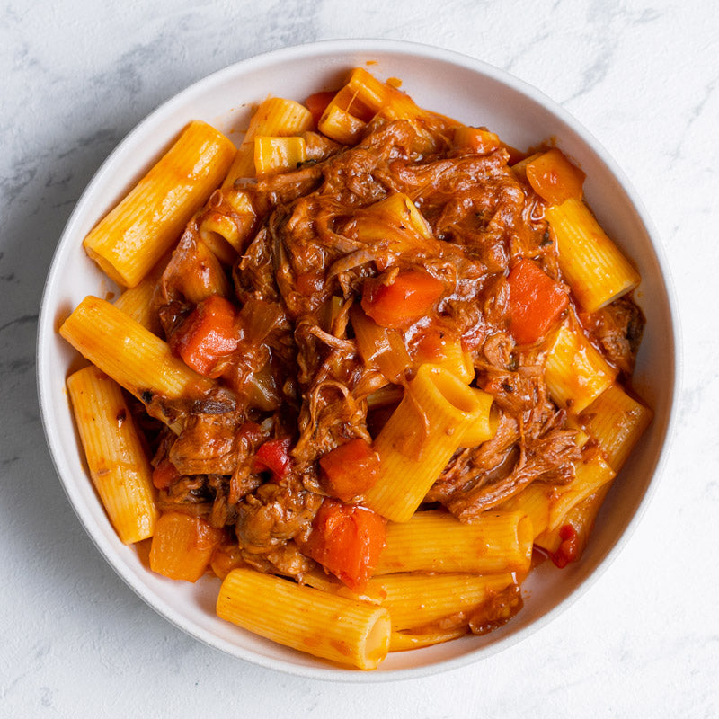 Rigatoni con ragú de ternera