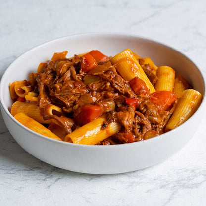 Rigatoni con ragú de ternera