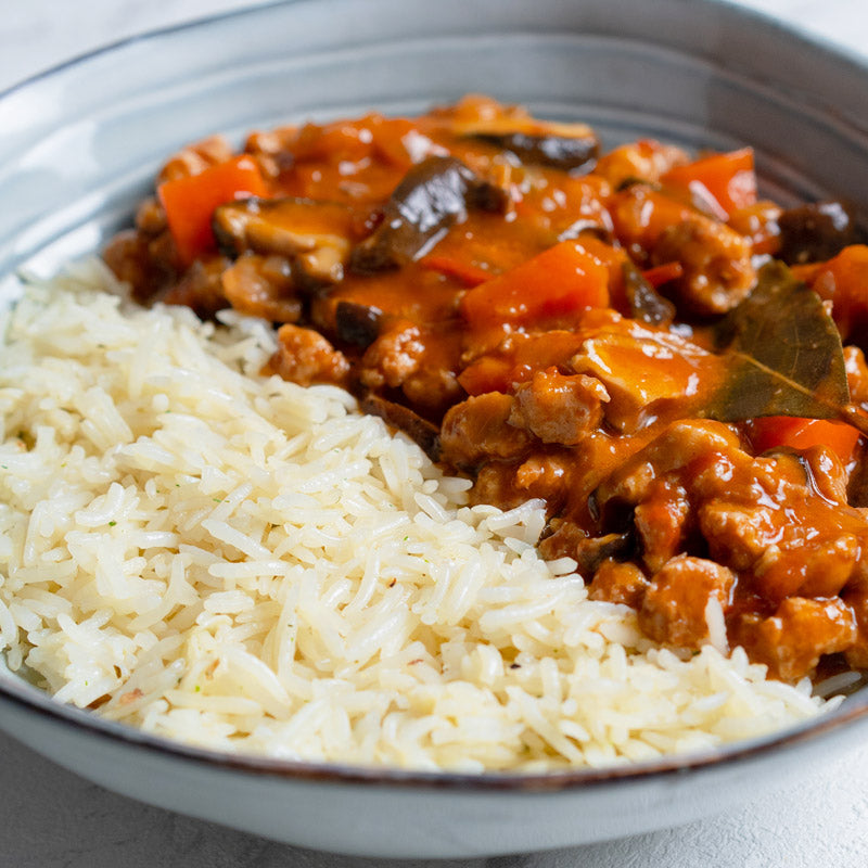 Bourguignon vegetal con arroz