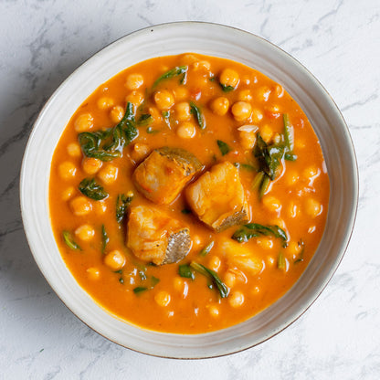 Garbanzos con bacalao y espinacas