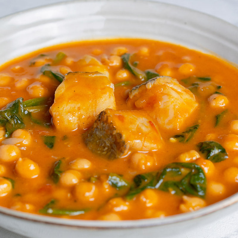 Garbanzos con bacalao y espinacas