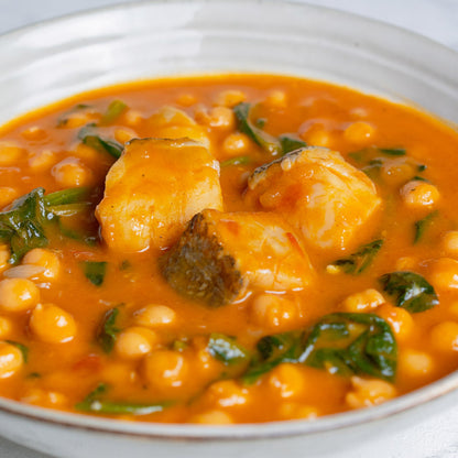 Garbanzos con bacalao y espinacas