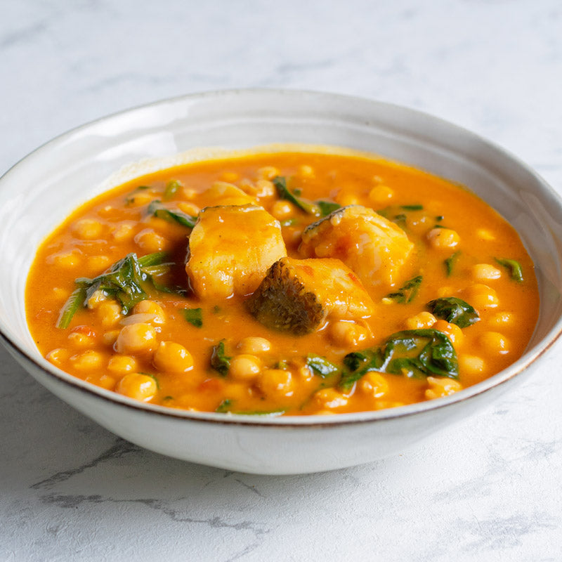 Garbanzos con bacalao y espinacas