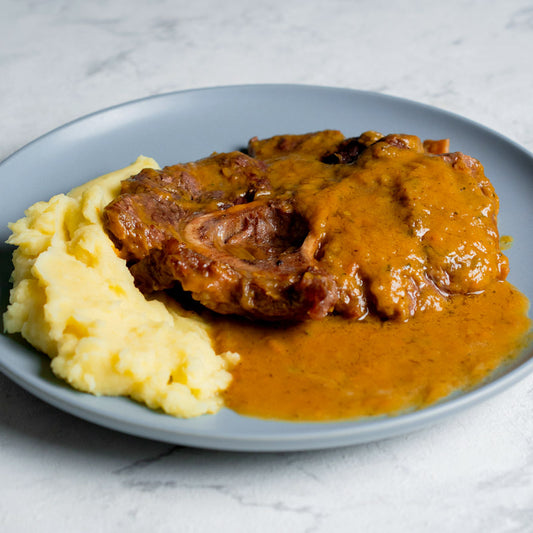Ossobuco de ternera con puré de patata