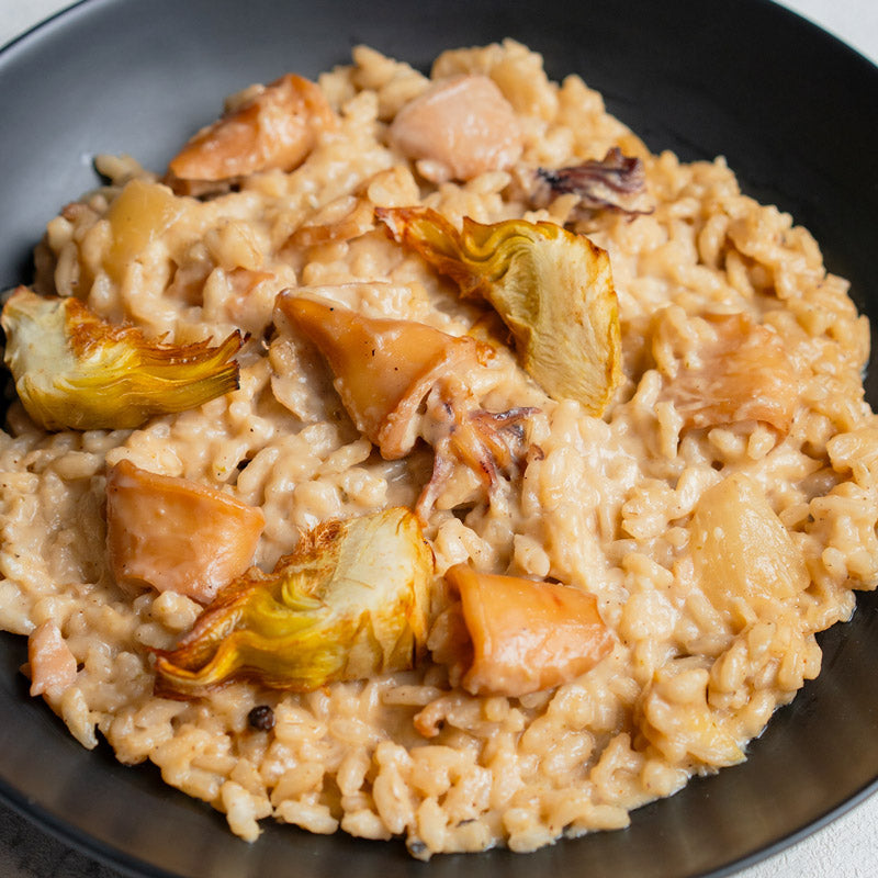 Risotto de calamar y alcachofa