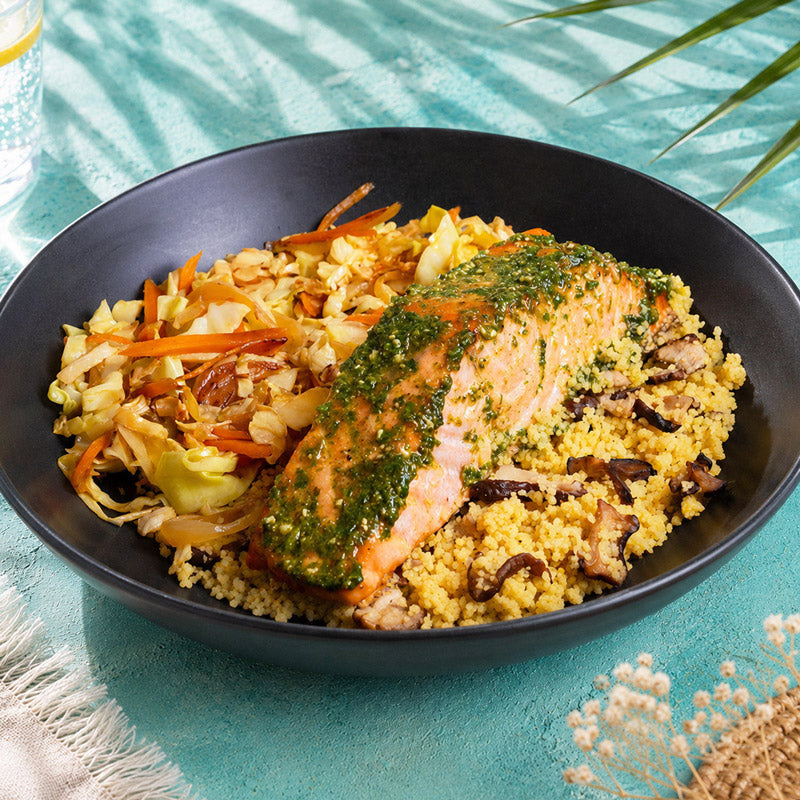 Salmão com pesto verde