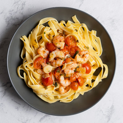 Tagliatelle con gambas a la siciliana